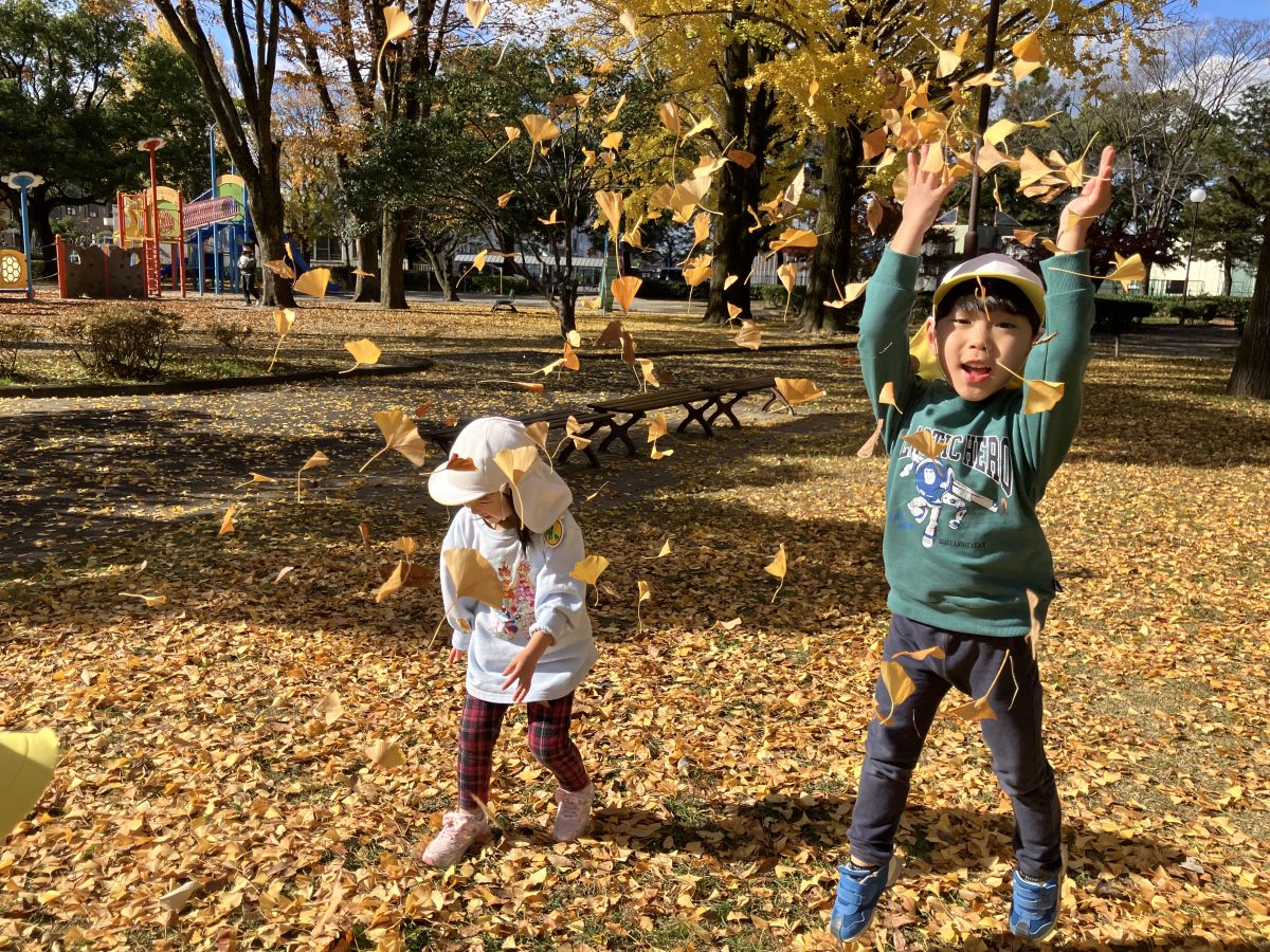 初冬、野一色公園の一日　ぱんだ組　木の実や落ち葉で遊ぶ編 | 長森北保育園